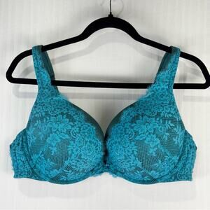 Cacique Turquoise Lace Boost Plunge Women’s Plus Size 40D Bra Feminine Sexy